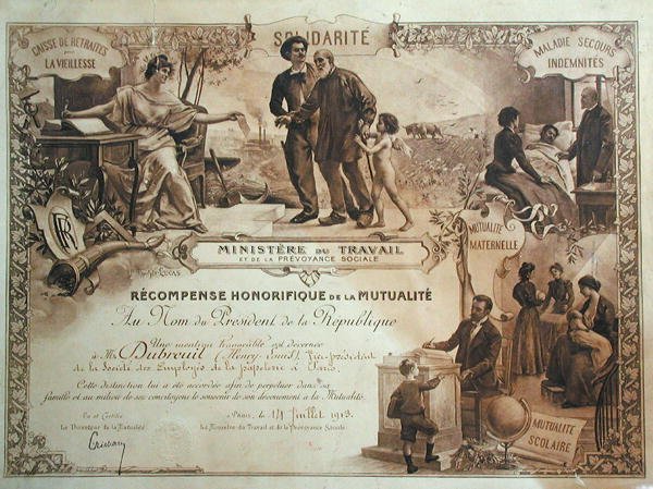 Ærespris gitt til Henry Dubreuil av Ministere du Travail av Felix Hippolyte Lucas