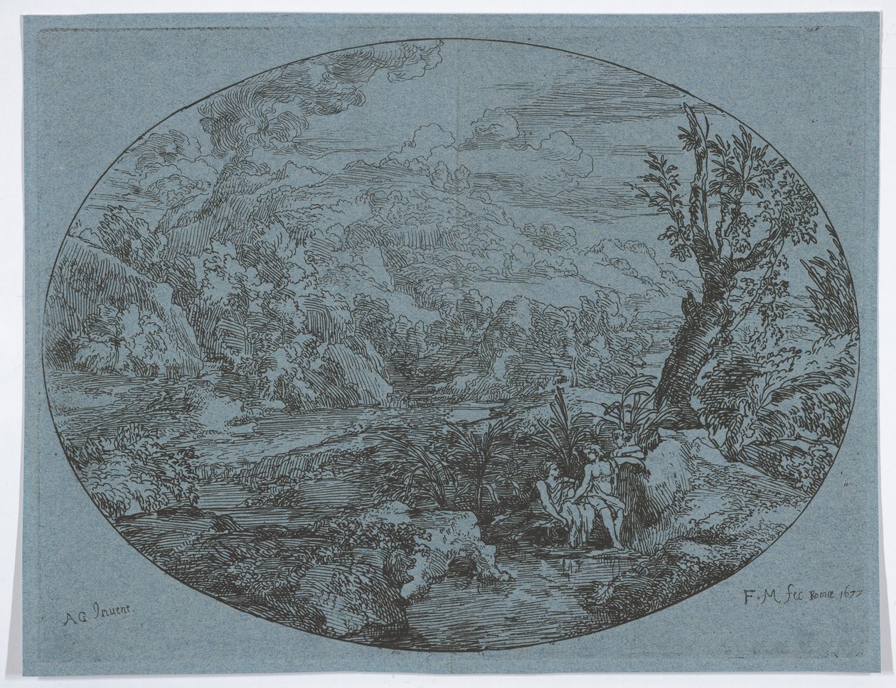 Landskap med tre figurer, 1677. av Felix Meyer