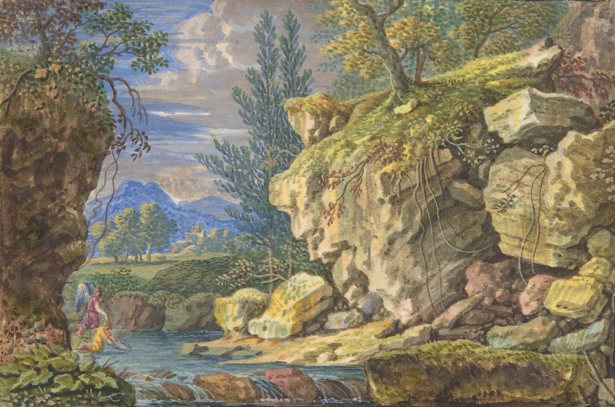 Landskap med Tobias og engelen, 1600-begynnelsen av 1700-tallet. av Felix Meyer.