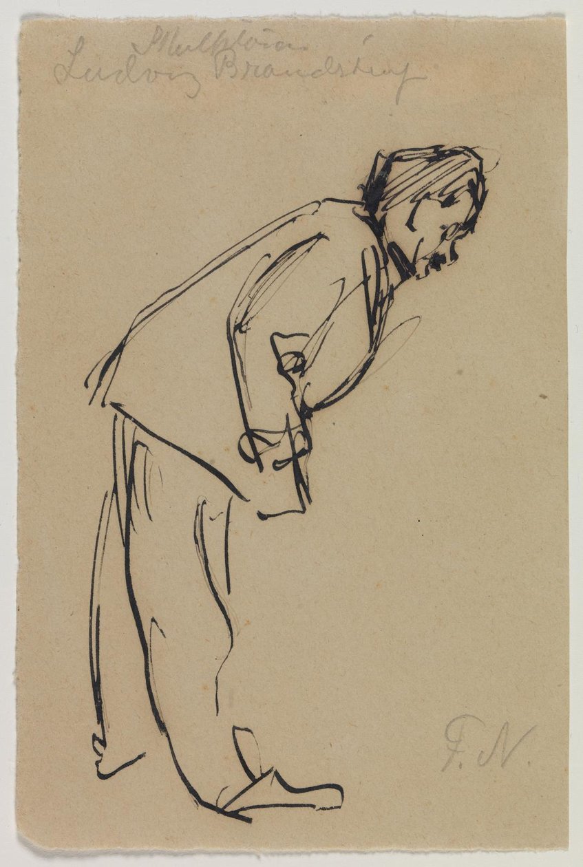 Portrett av Ludvig Brandstrup, stående foroverbøyd av Felix Nylund