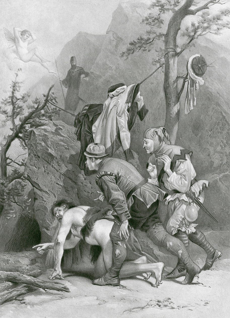 Stormen. Akt IV, scene I (gravering) av Felix Octavius Carr (after) Darley