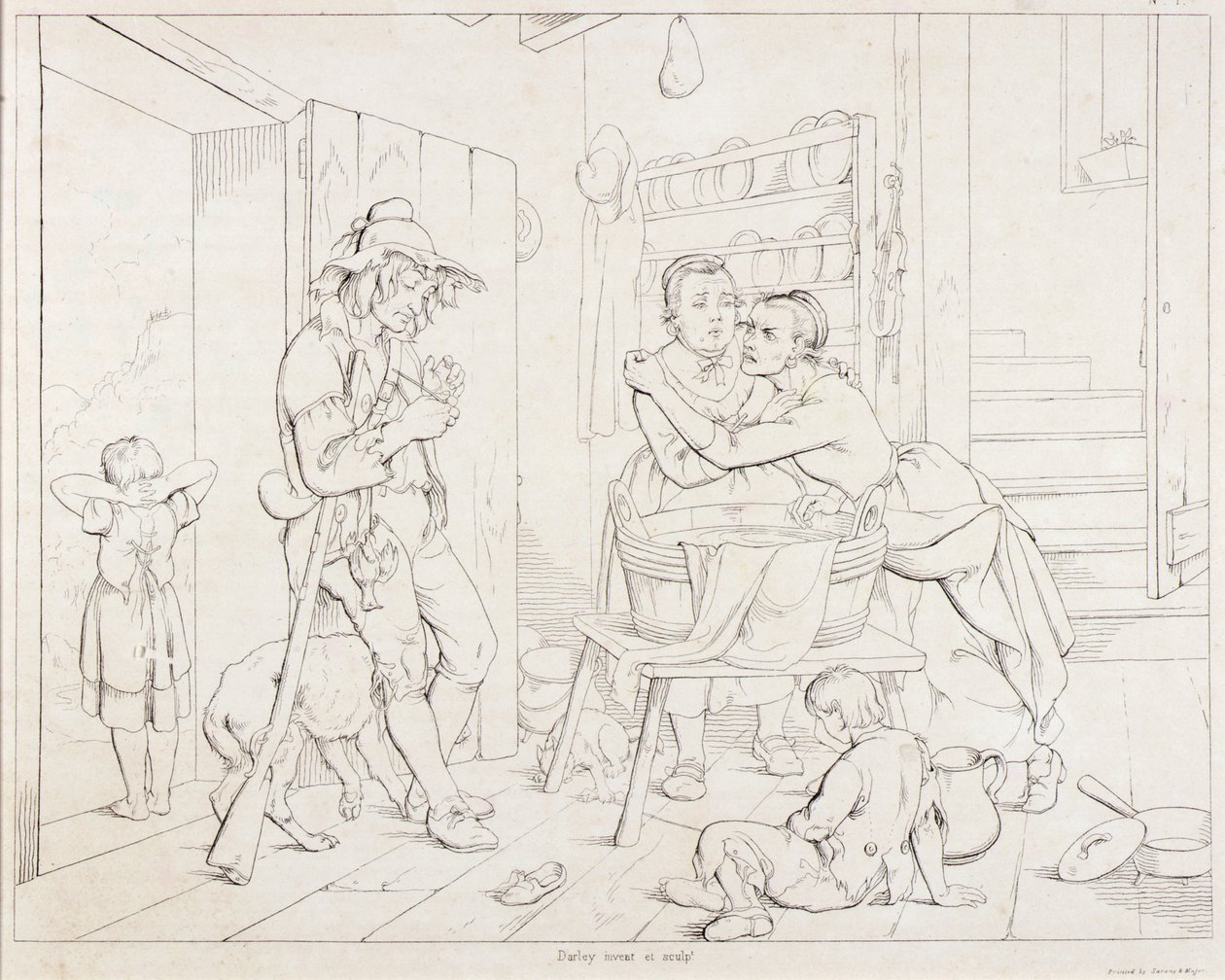 (Rip Van Winkle, illustrasjon) Rip maset av sin kone av Felix Octavius Carr Darley