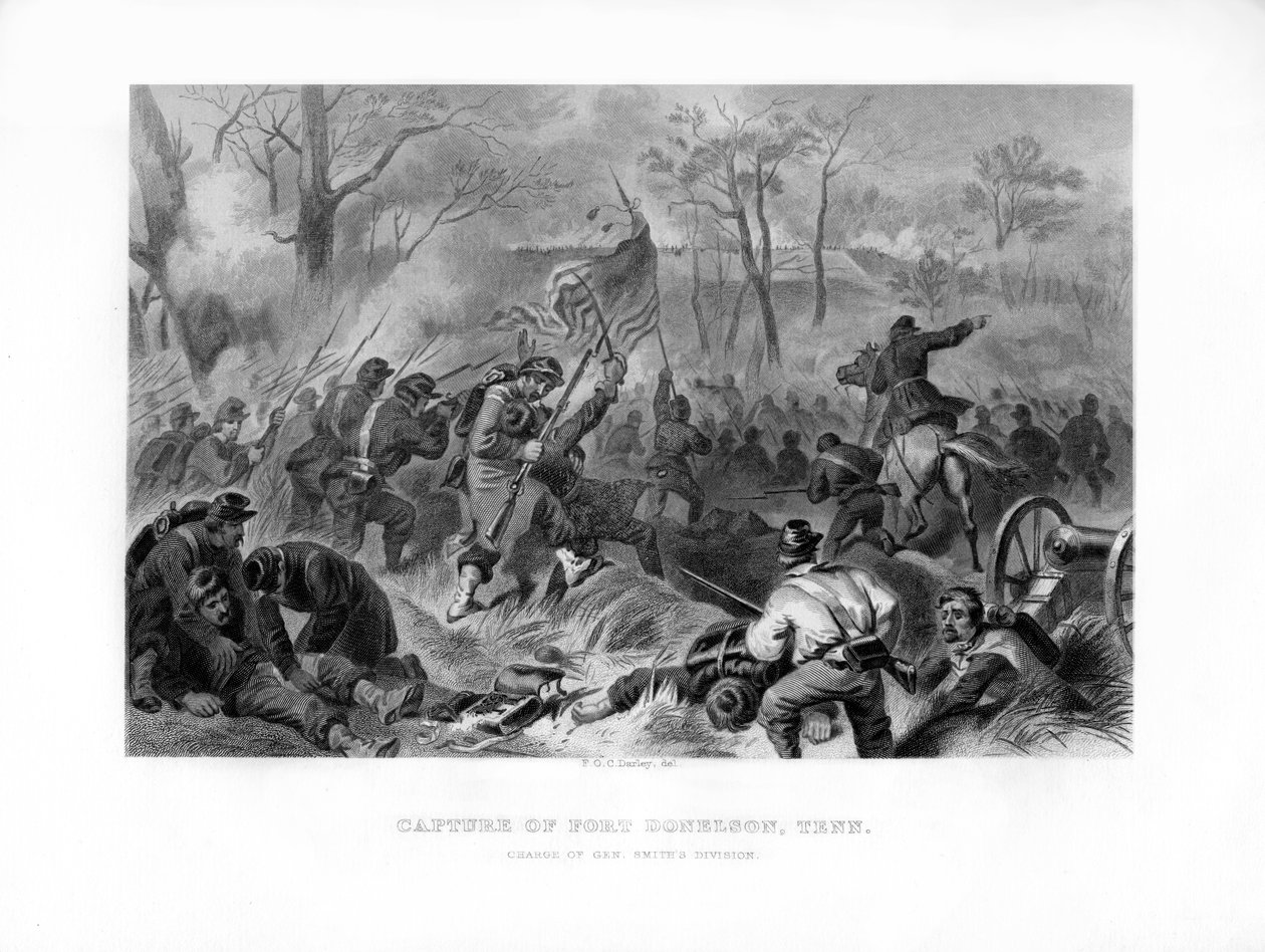 Anklager for General Smiths Division, Capture of Fort Donelson, Tennessee, 1862-1867. av Felix Octavius Carr Darley