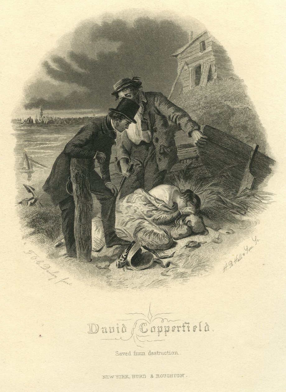 David Copperfield: Saved From Destruction, gravert av HB Hall und Sons, 1867 av Felix Octavius Carr Darley
