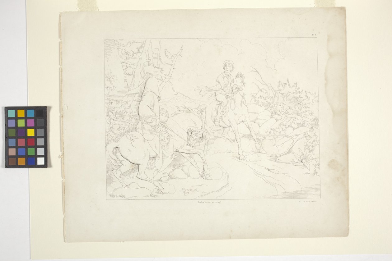 Illustrasjoner av legenden om Sleepy Hollow, plate 5 (litografi) av Felix Octavius Carr Darley