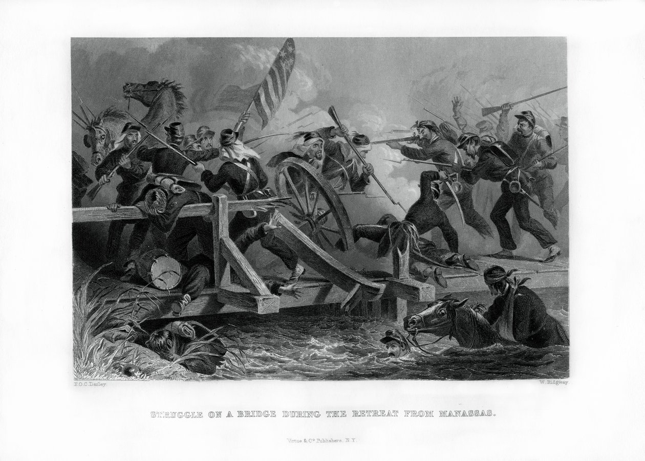 Kamp på en bro under retretten fra Manassas, Virginia, 1862-1867. av Felix Octavius Carr Darley