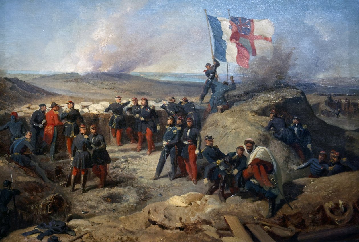 Marshal Aimable Pelissier og hans stab ved Sebastopol 8. september 1855, ca. 1856-71 (olje på papir, marufle på lerret) av Felix Philippoteaux