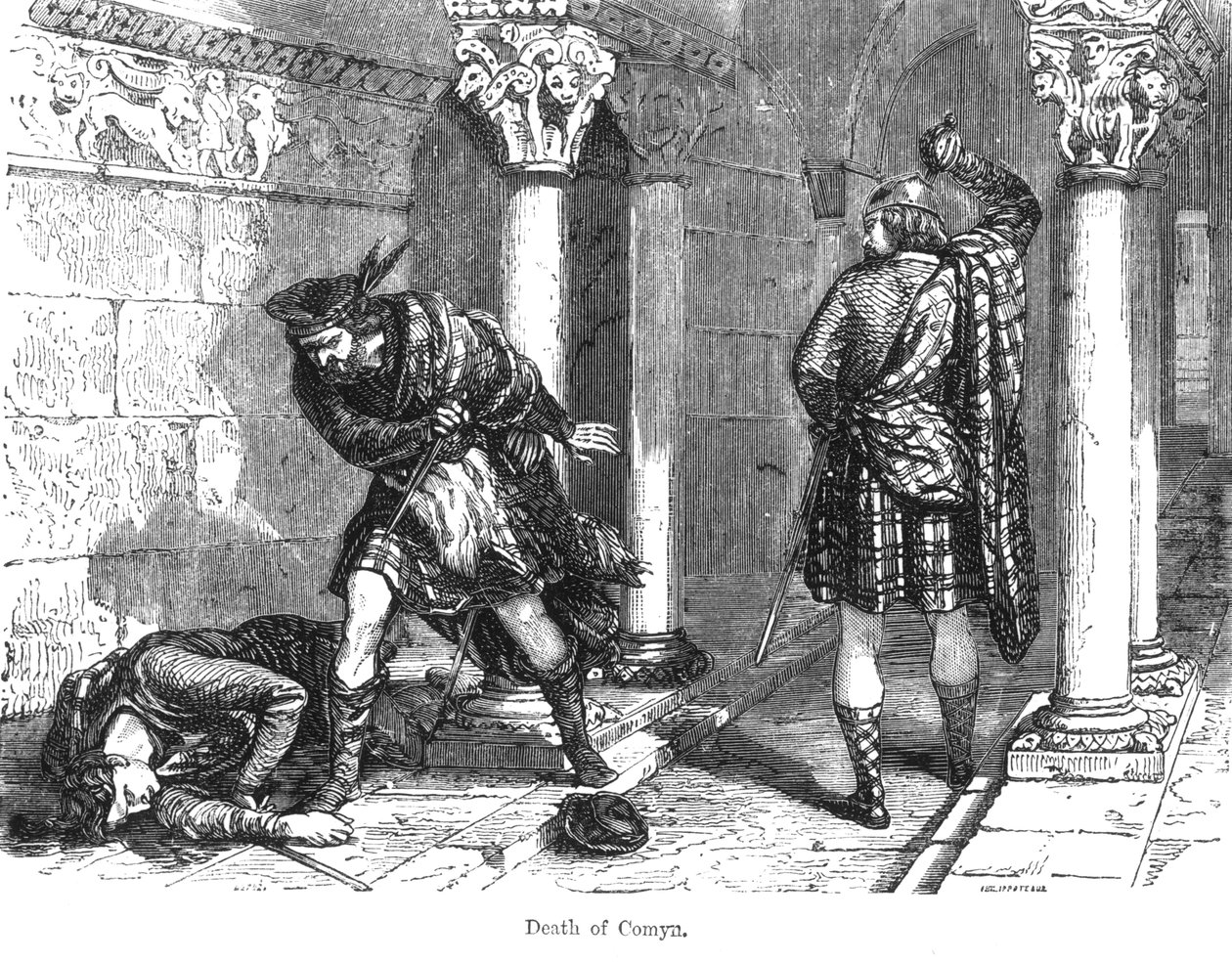John Comyn, den yngres død (d.1306) av Felix Philippoteaux