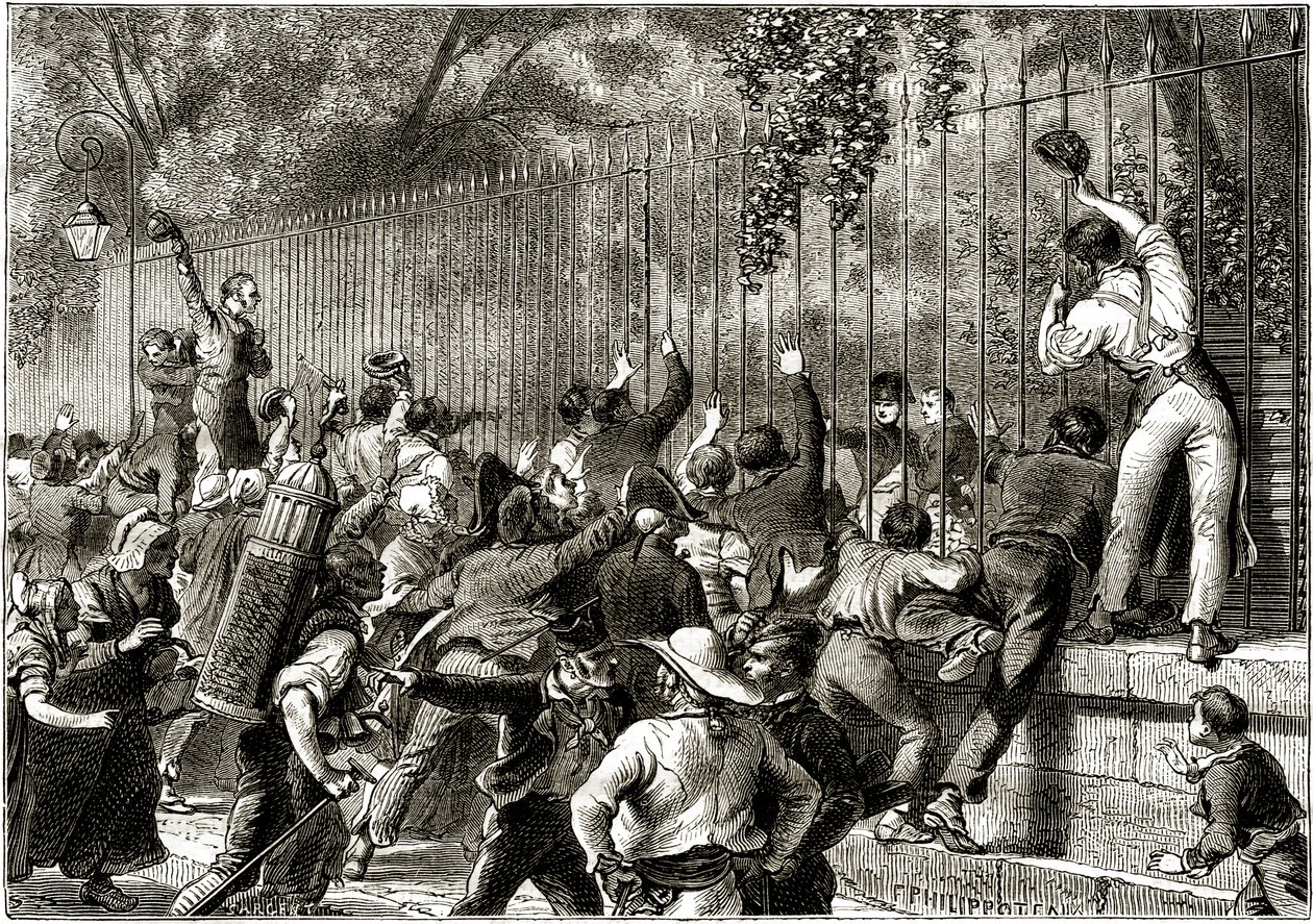 Publikum i Paris hyller Napoleon I, akkompagnert av Lucien Bonaparte av Felix Philippoteaux