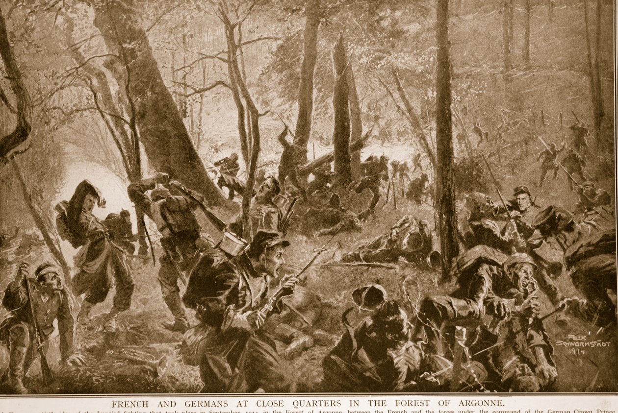 Franskmenn og tyskere på nært hold i Argonne-skogen, 1914-19 av Felix Schwormstadt