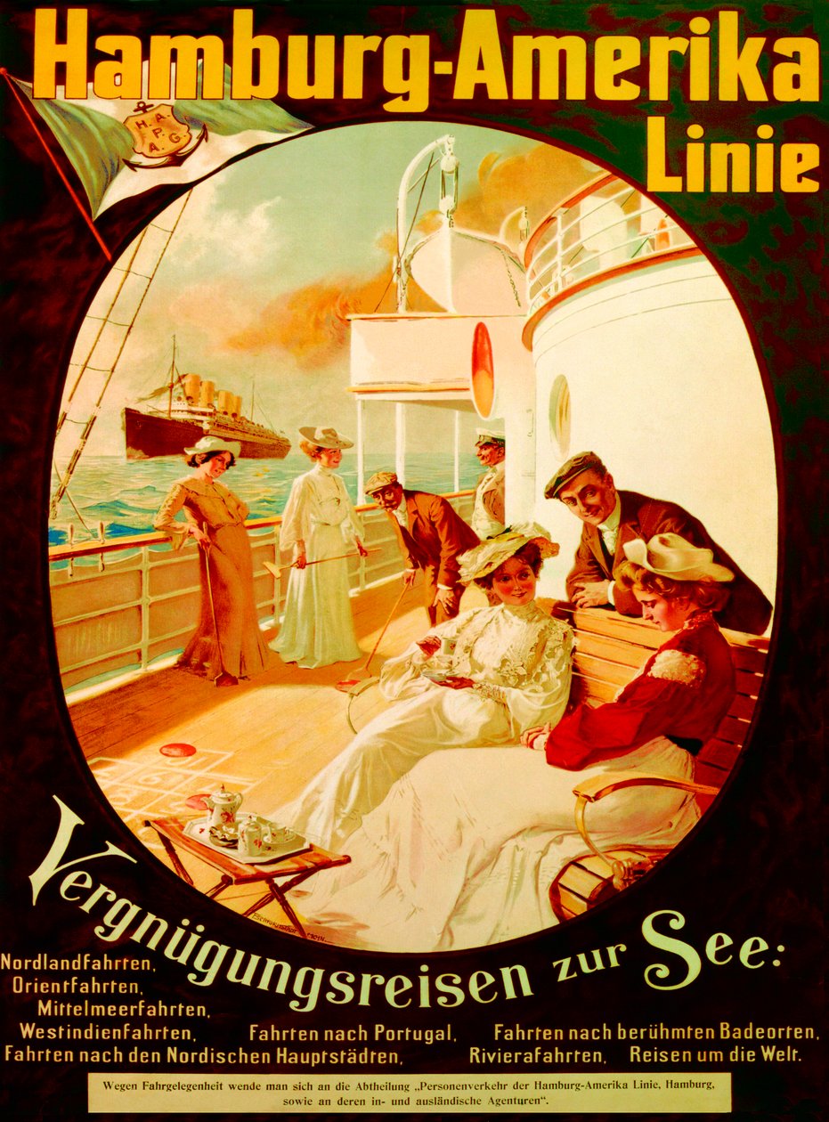 "Pleasure Cruise on the Sea", plakat som annonserer Hamburg American Line, 1904 av Felix Schwormstadt