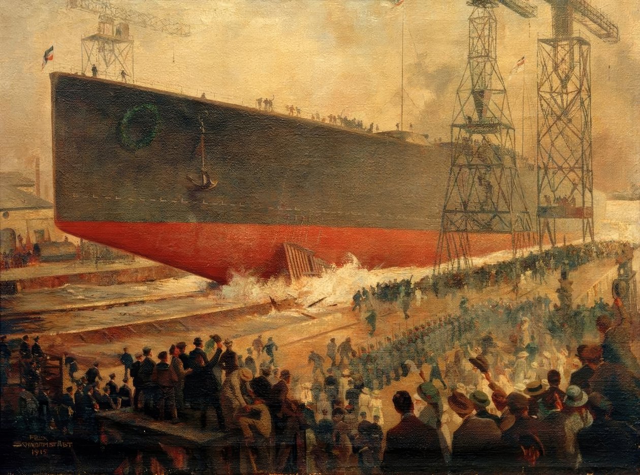 Lansering av Hindenburg i Wilhelmshaven av Felix Schwormstadt