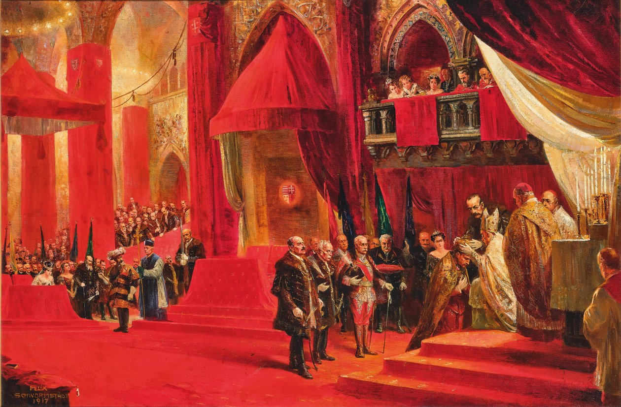 Kroningen av keiser Charles I av Østerrike som kong Charles IV av Ungarn ..., 1917. av Felix Schwormstadt