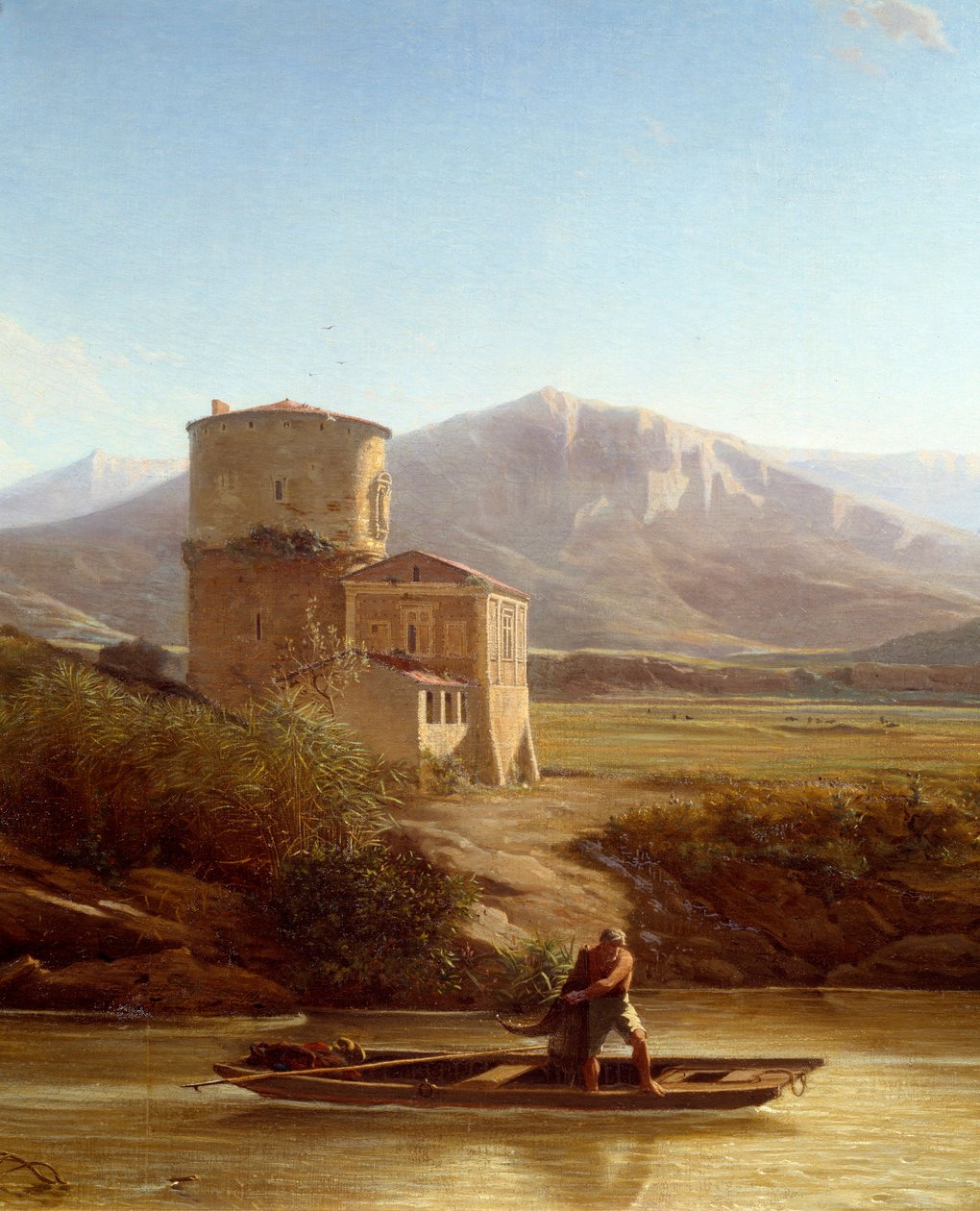 En fisker på bredden av Tiberen i Italia Detalj. Maleri av Felix Thomas (1815-1875) 1864 Nantes, Musee des Beaux Arts av Felix Thomas