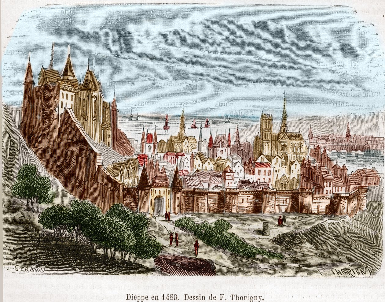The city of Dieppe with its castle (Seine Maritime) (76) in Normandy in 1489. av Felix Thorigny