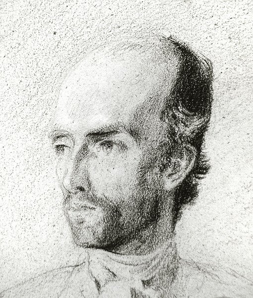 Portrait of a Man, ca. 1845 (svart kritt forhøyet med hvitt på brunt papir) av Félix Ziem