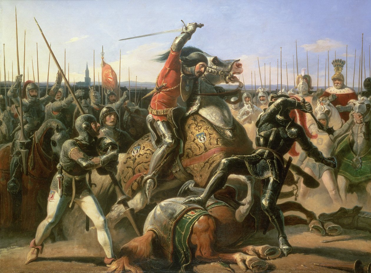 Hertugen av Friedland (1583-1634) under The Charge of Wallenstein 1632, 1839 av Feodor Dietz