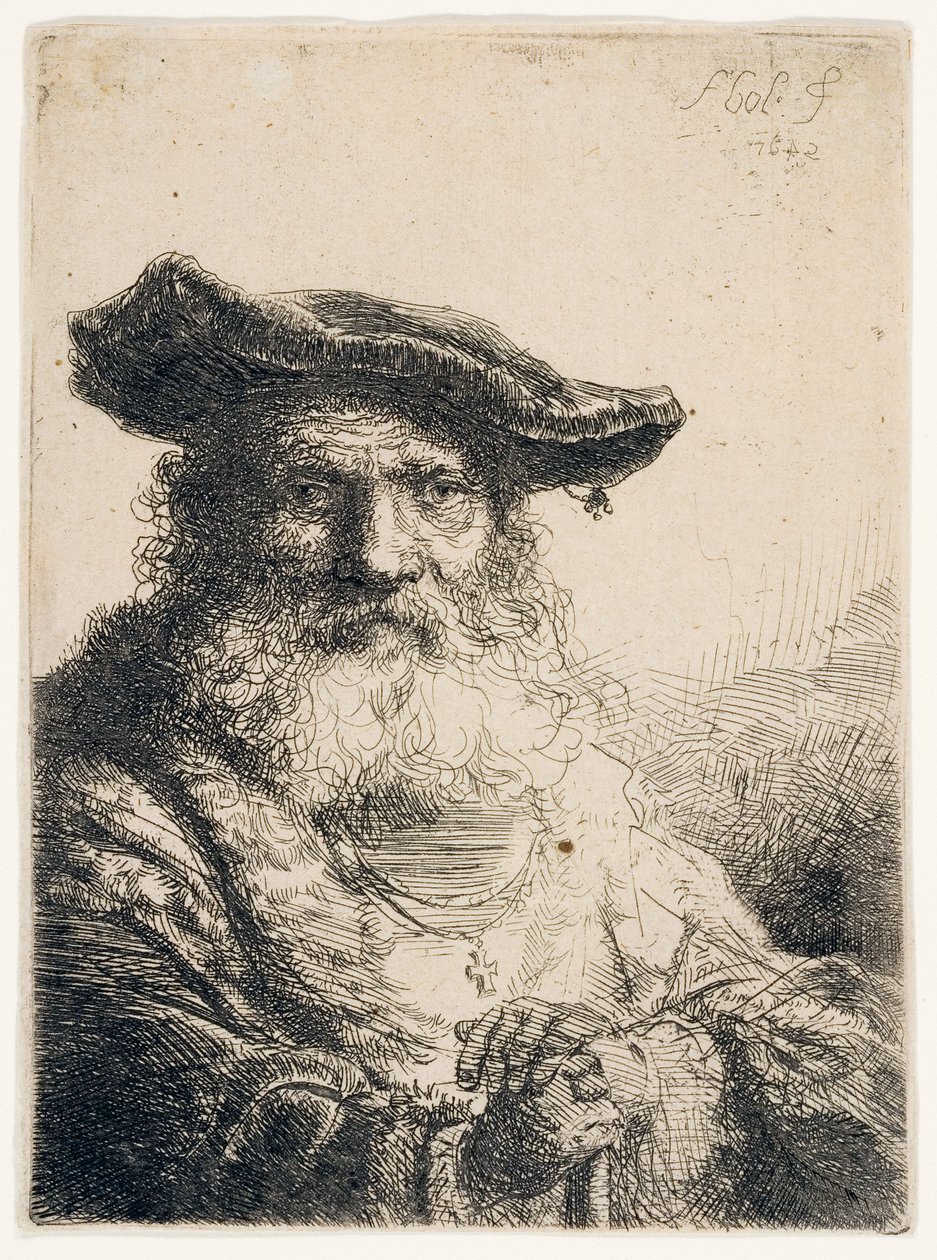 Gammel mann med flytende skjegg, 1642 av Ferdinand Bol