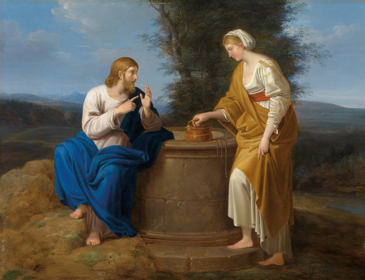 Kristus og den samaritanske kvinnen ved brønnen av Ferdinand Georg Waldmuller