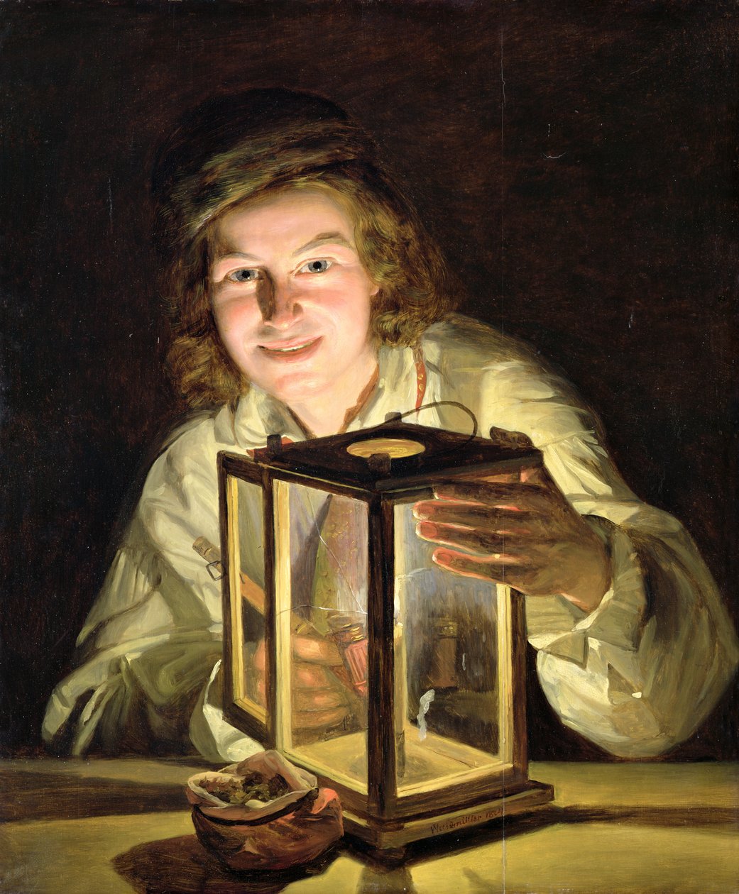 Den unge stallgutten med en stalllampe, 1824 av Ferdinand Georg Waldmuller