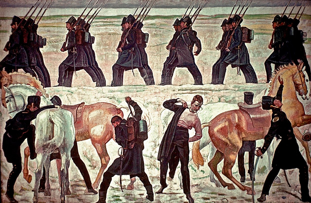 Avreise av Jenens -studentene inn i frihetskrigen av Ferdinand Hodler