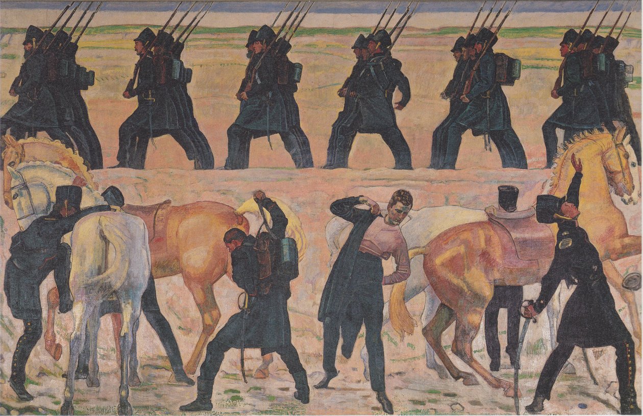 Avgangen til tyske studenter i frihetskrigen i 1813 av Ferdinand Hodler