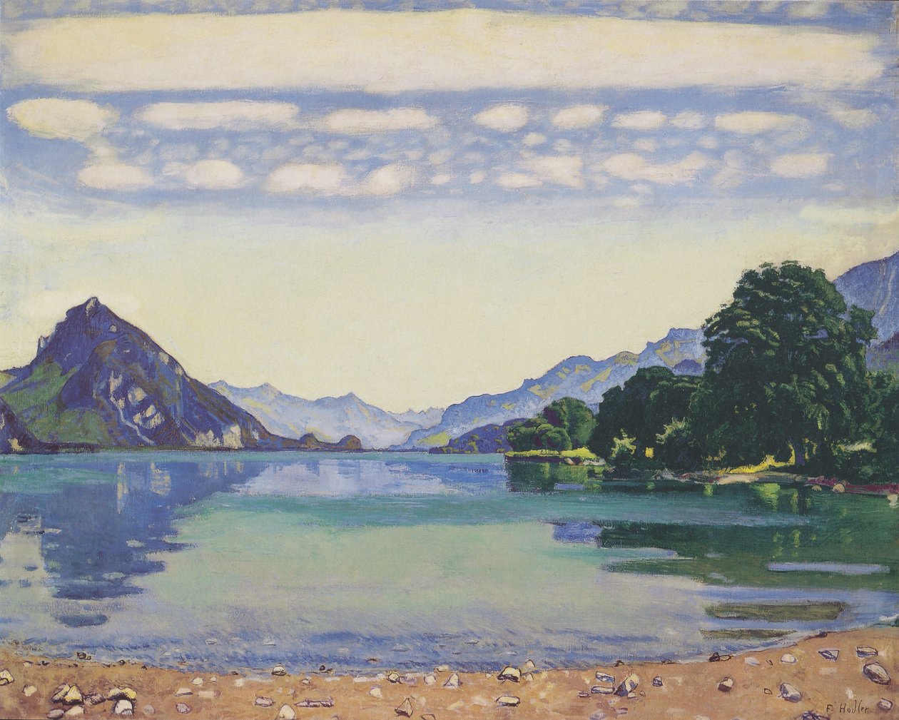 Thun -sjøen fra Lessigen av Ferdinand Hodler