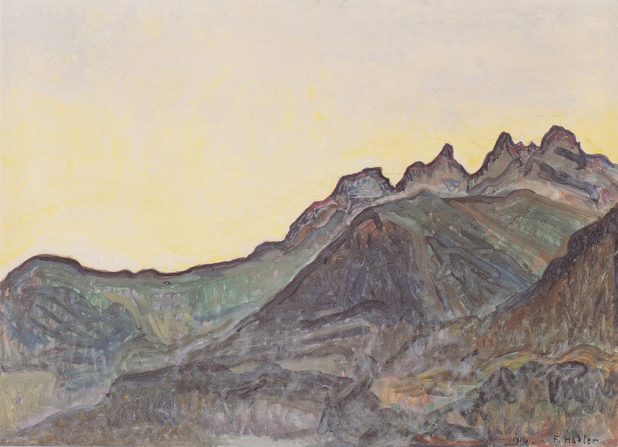 Die Dents du Midi av Ferdinand Hodler