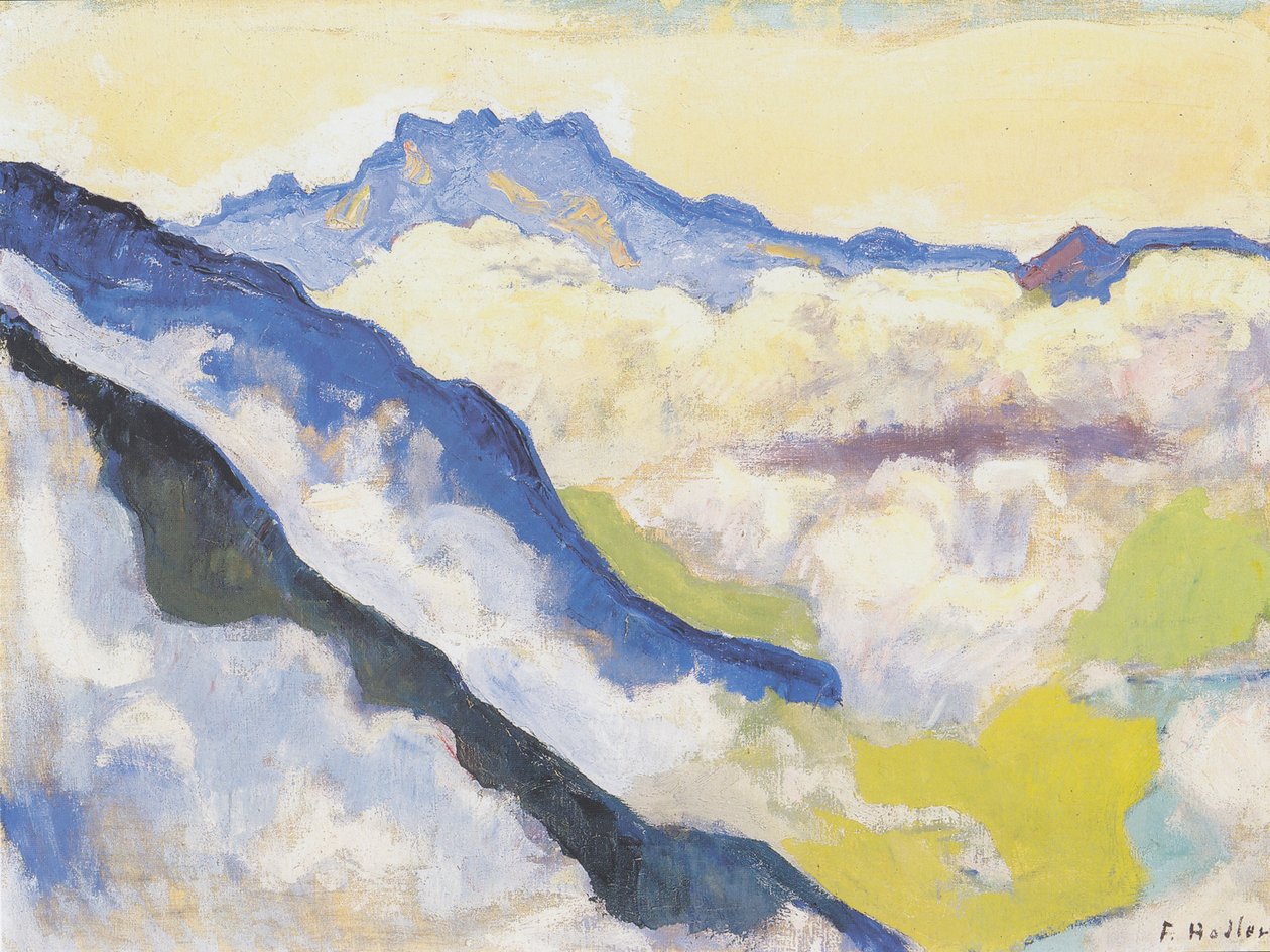 Die Dents du Midi von Caux aus av Ferdinand Hodler