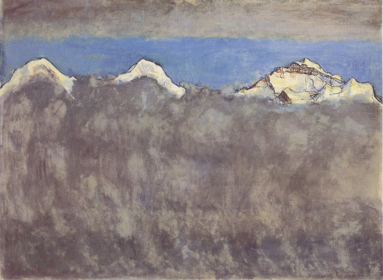 Eiger, Mönch og Jungfrau over tåkehavet av Ferdinand Hodler