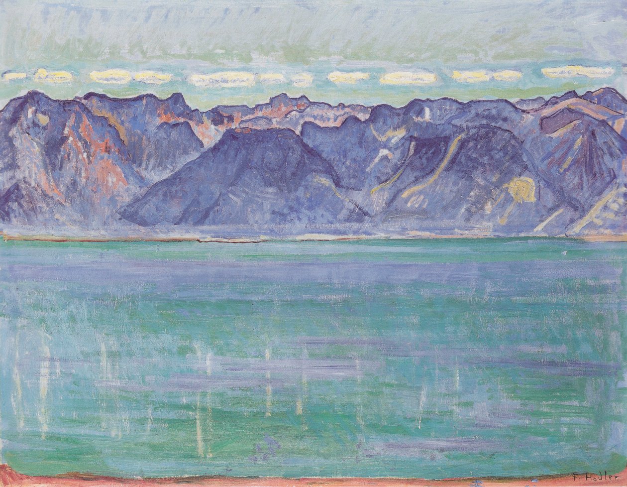 Genfersjøen med utsikt over Savoy -fjellene av Ferdinand Hodler