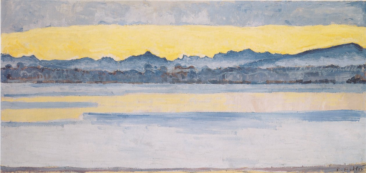 Genfersjøen med Mont-Blanc ved daggry 1 av Ferdinand Hodler