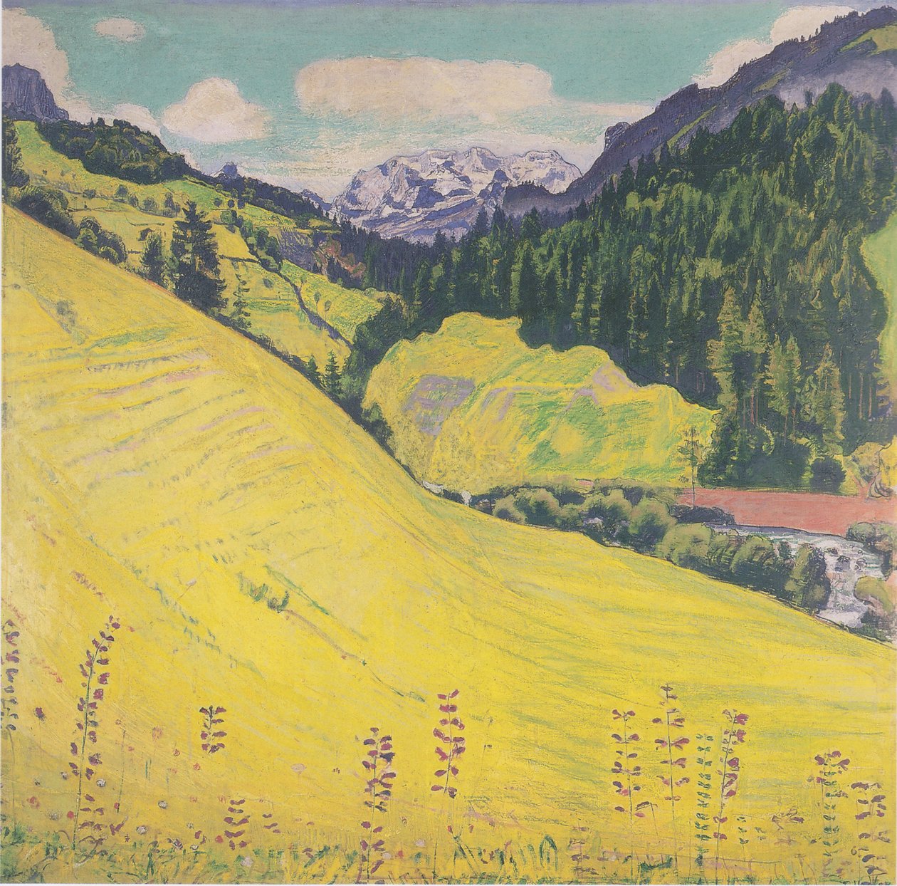 Kiental mit Blümlisalp av Ferdinand Hodler