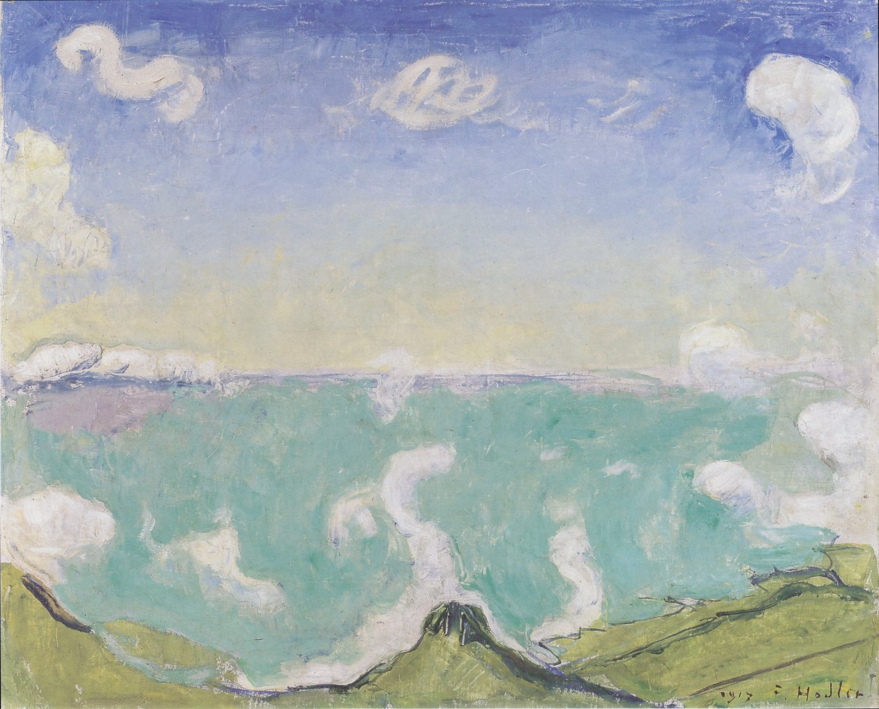 Landskap nær Caux med stigende skyer av Ferdinand Hodler
