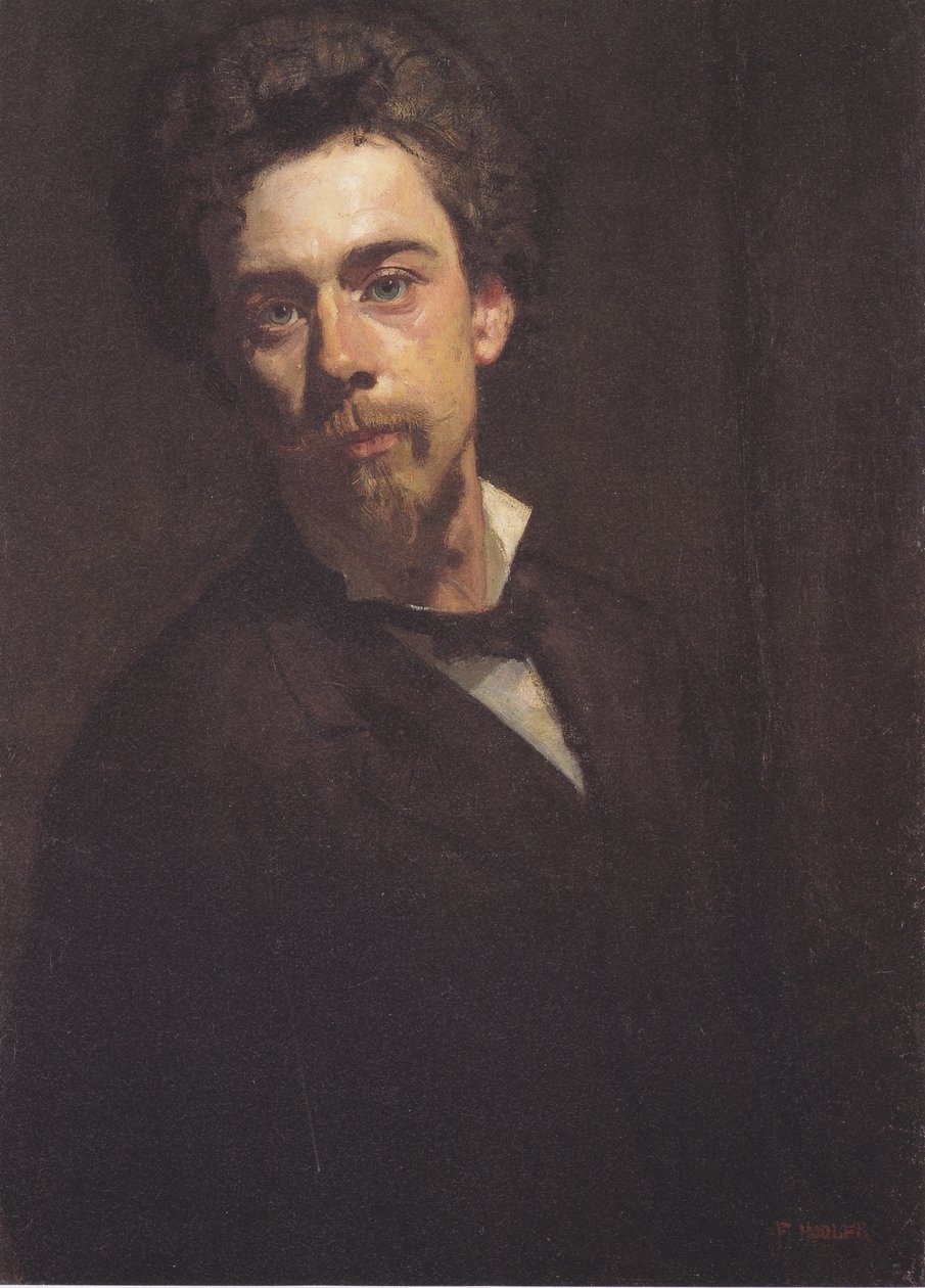 Selvportrett med stand-up krage av Ferdinand Hodler