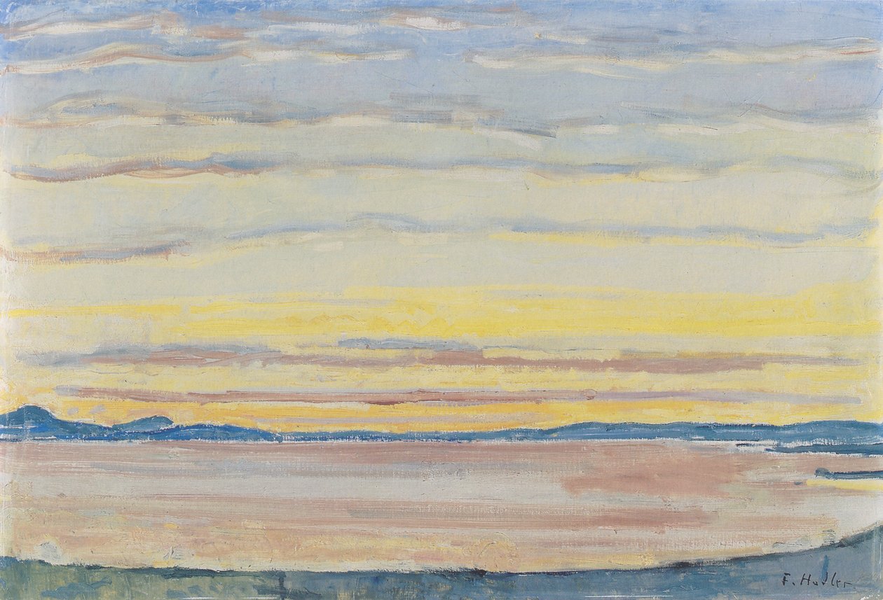 Solnedgang ved Genfersjøen av Ferdinand Hodler