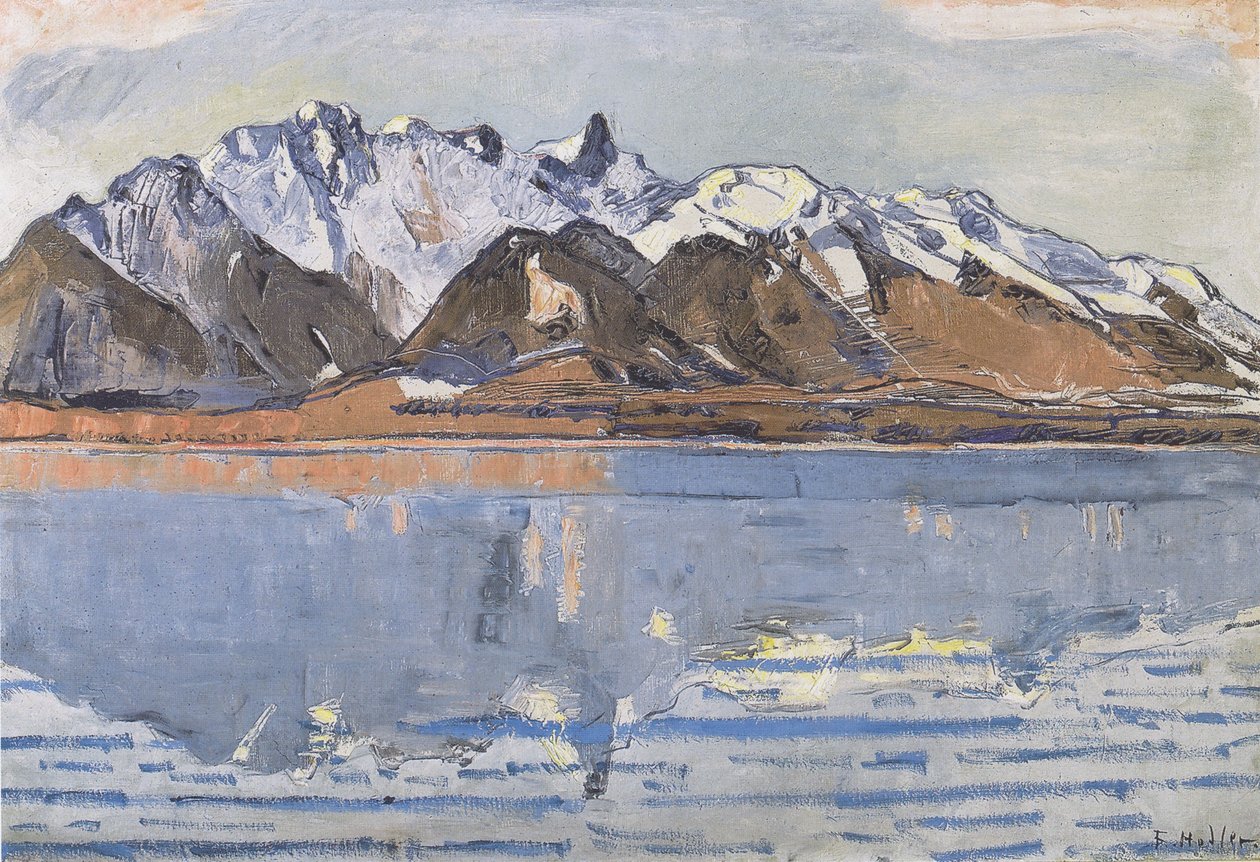 Thun -sjøen med Stockhorn -kjeden av Ferdinand Hodler