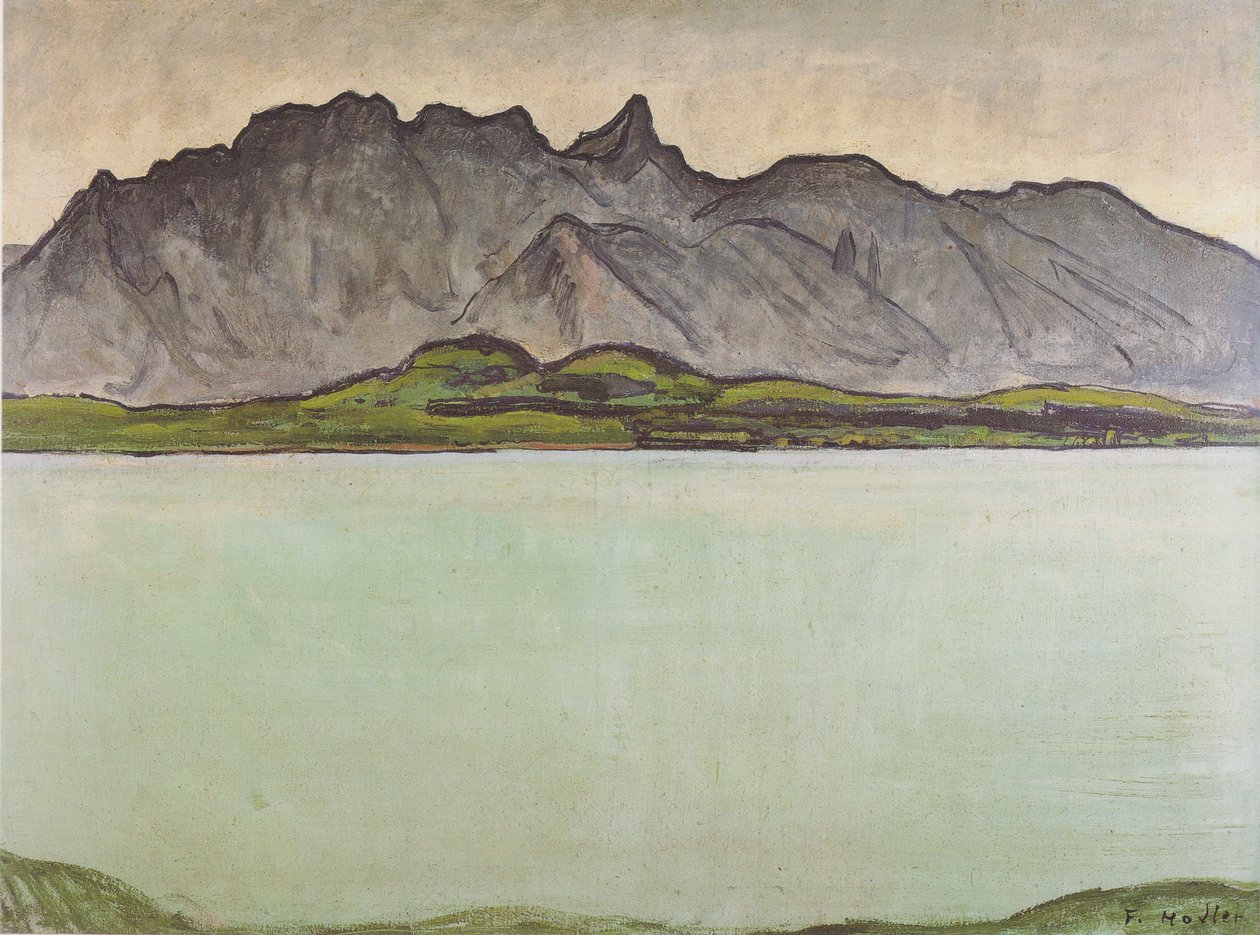 Thun -sjøen med Stockhorn -kjeden av Ferdinand Hodler