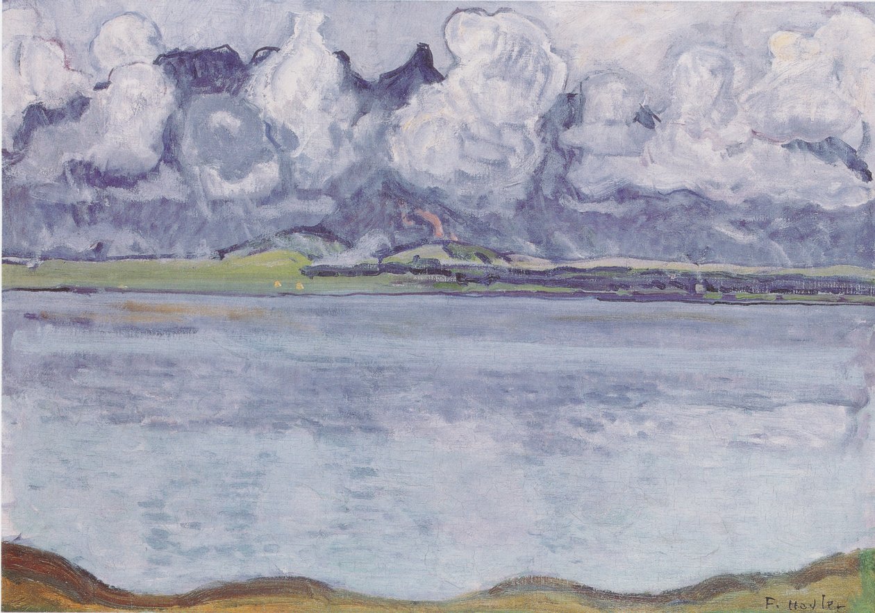 Thun -sjøen med Stockhorn -kjeden i skyer av Ferdinand Hodler