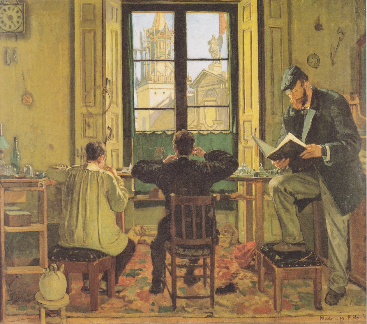 Urmakerverksted i Madrid av Ferdinand Hodler