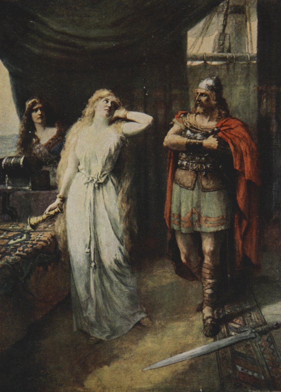 De to sto stille og så på hverandre, fra 'The Stories of Wagner's Operas' av J. Walker McSpadden (1874-1960), 1905 av Ferdinand Leeke