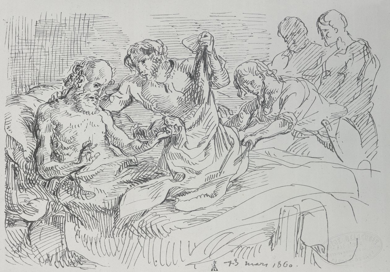 En eldre mann i sengen, 1860 av Ferdinand Victor Eugene Delacroix