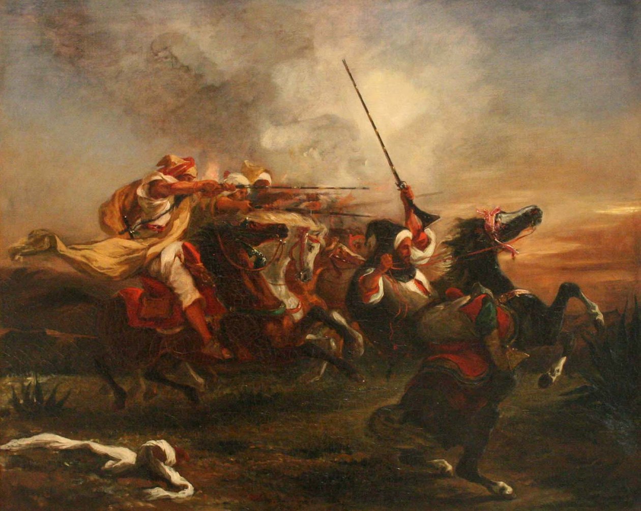Marokkanske militære øvelser av Ferdinand Victor Eugene Delacroix