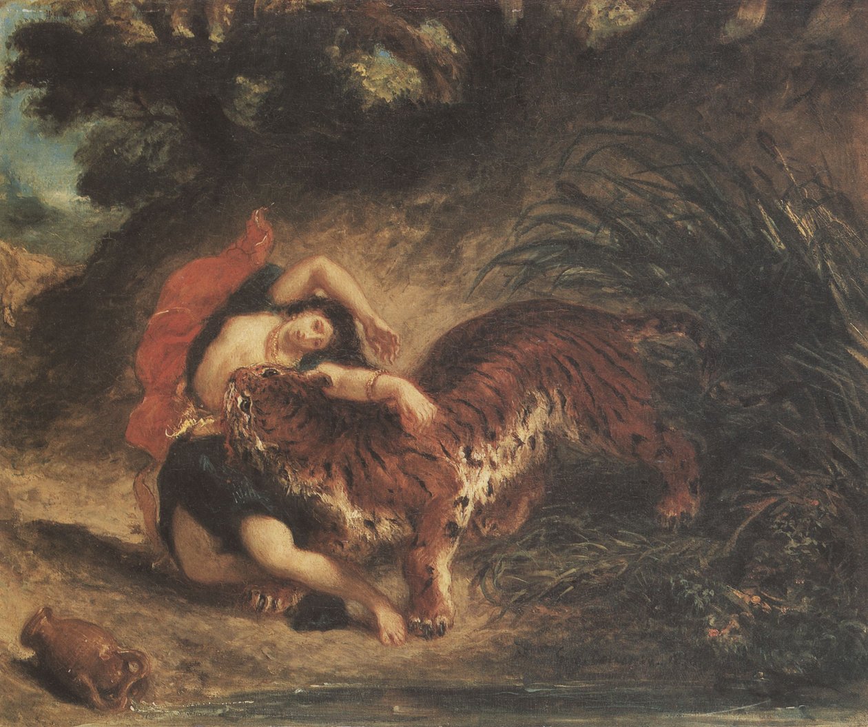 Indisk kvinne revet av en tiger av Ferdinand Victor Eugene Delacroix