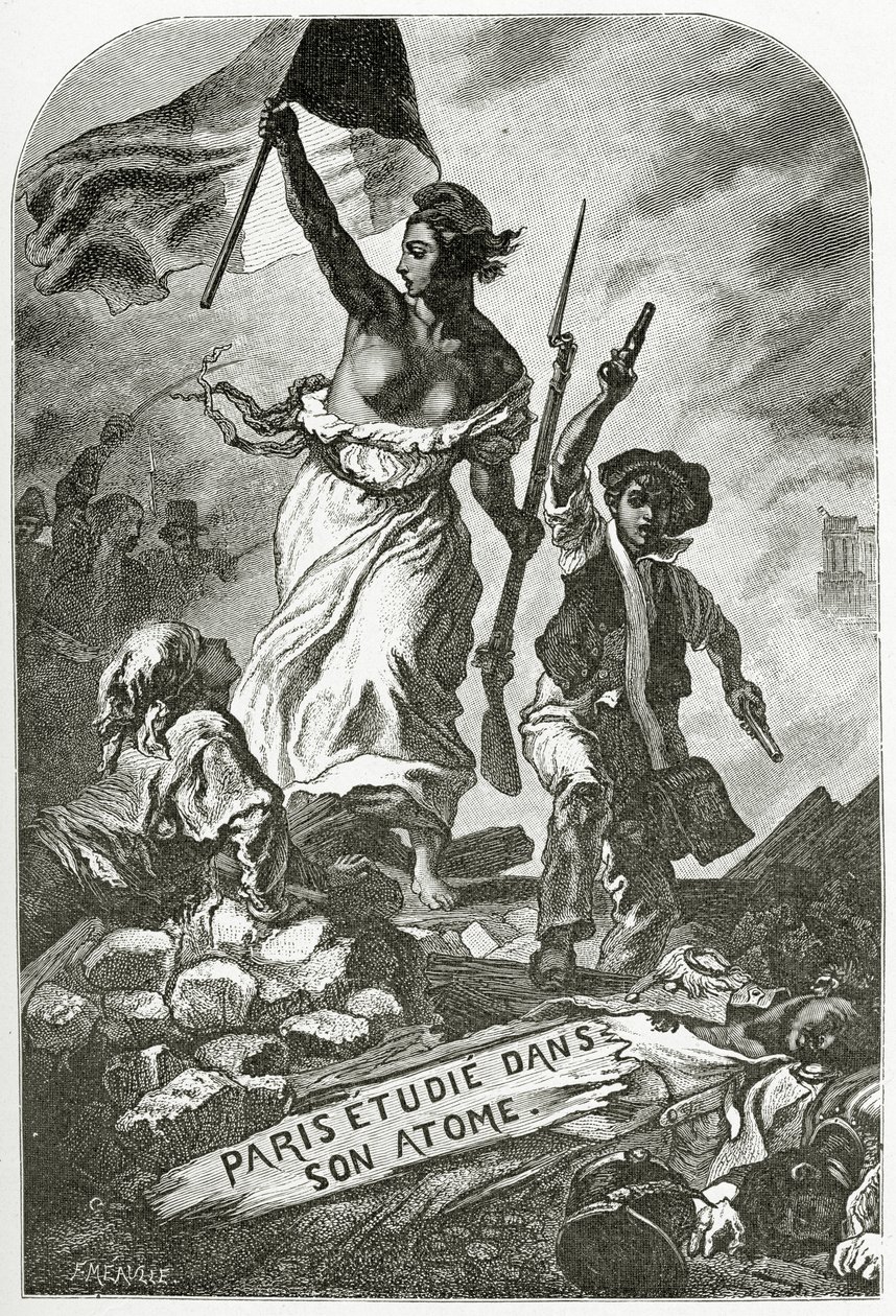 Paris Etudie dans son Atome, 1800-tallet (bw-gravering) av Ferdinand Victor Eugene Delacroix