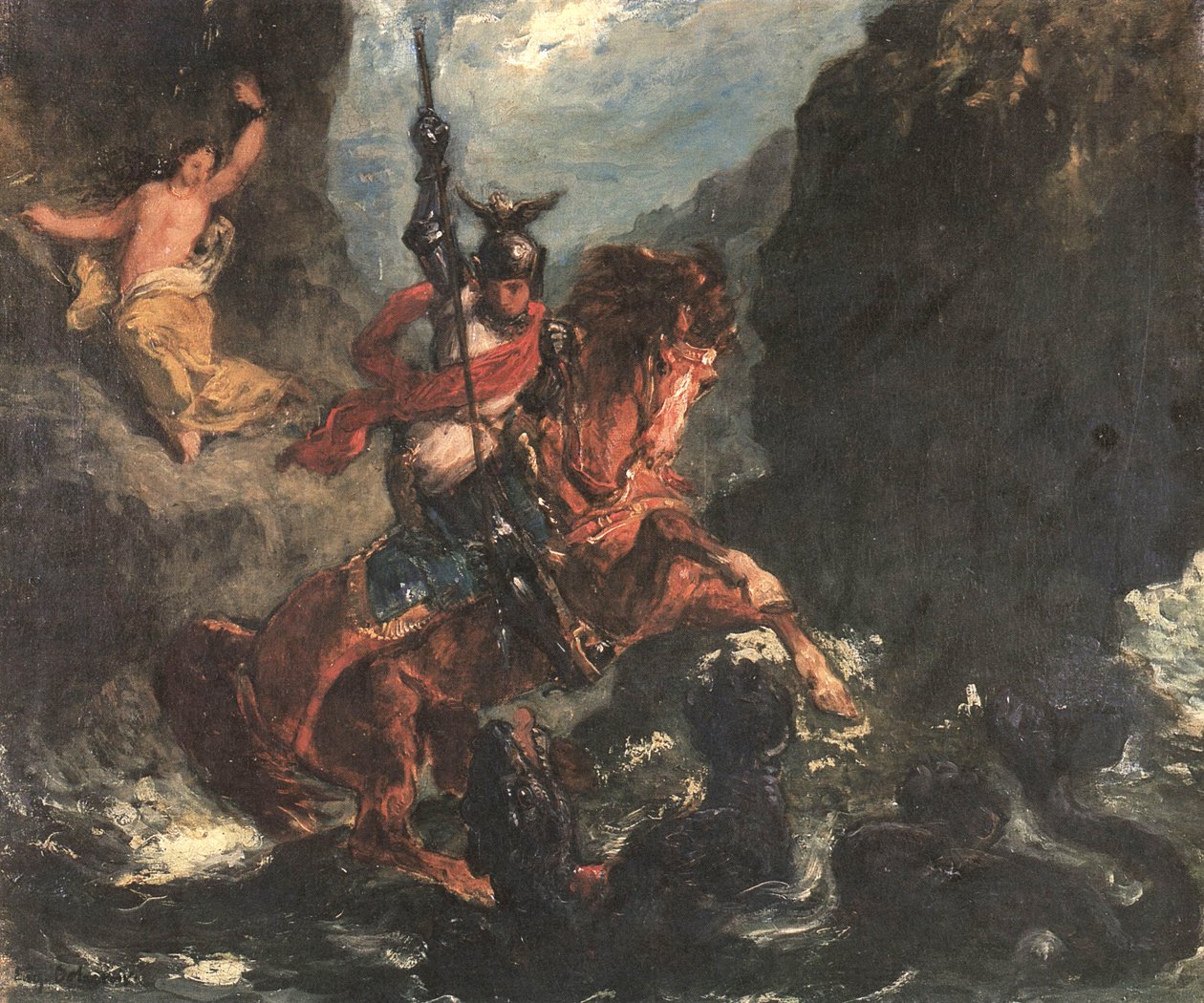 Roger frigjør Angelica eller Saint George av Ferdinand Victor Eugene Delacroix