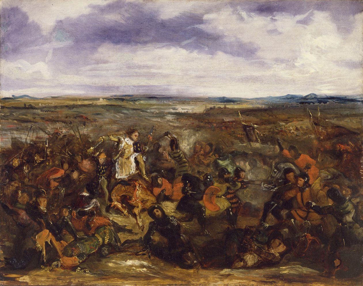 Skisse for slaget ved Poitiers, 1829–30 (se 82866) av Ferdinand Victor Eugene Delacroix