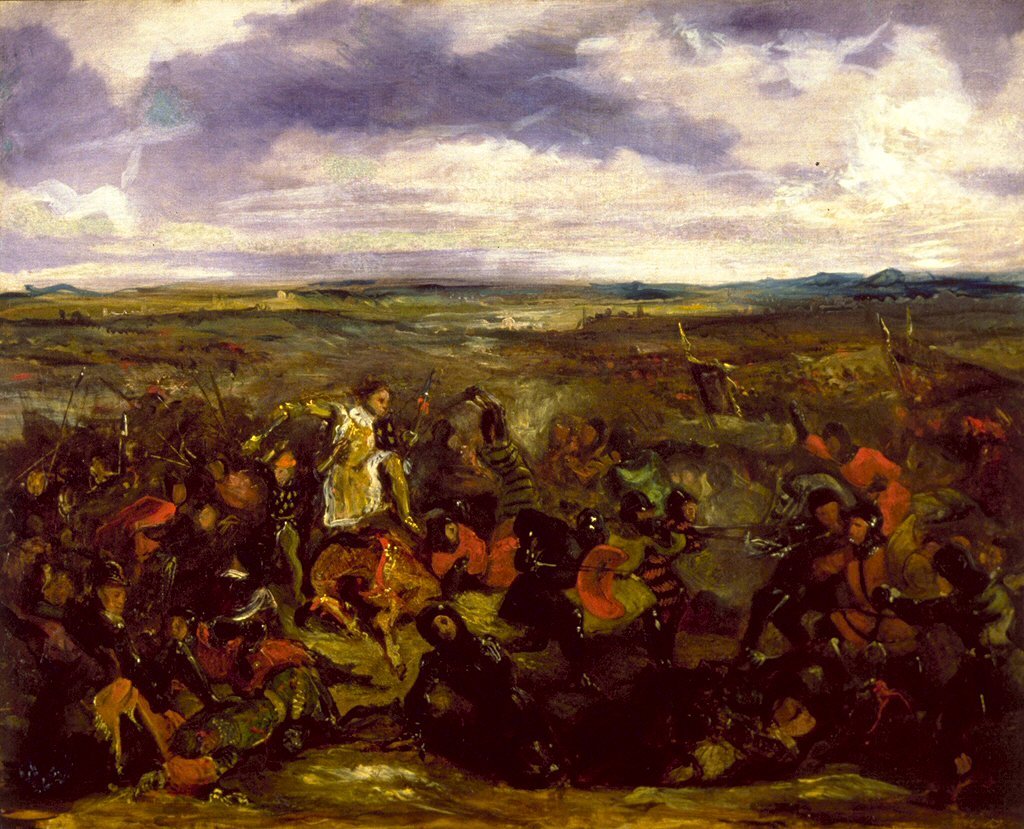 Skisse for slaget ved Poitiers av Ferdinand Victor Eugene Delacroix