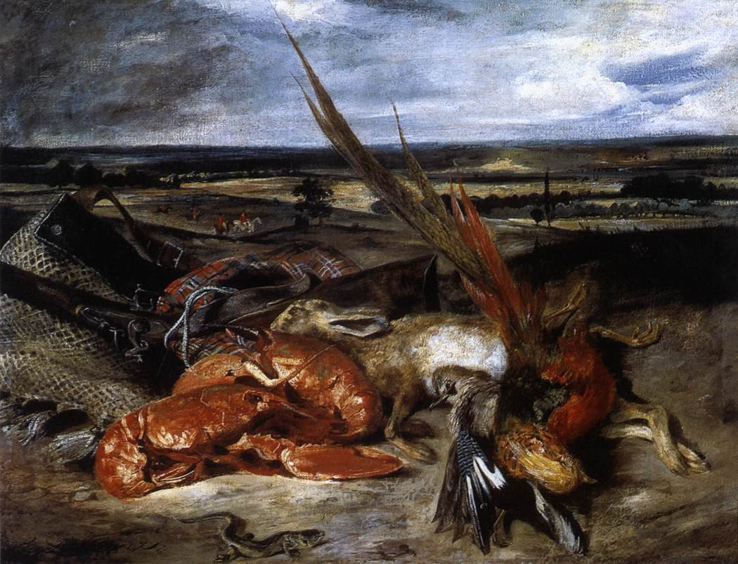 Stilleben med hummer av Ferdinand Victor Eugene Delacroix