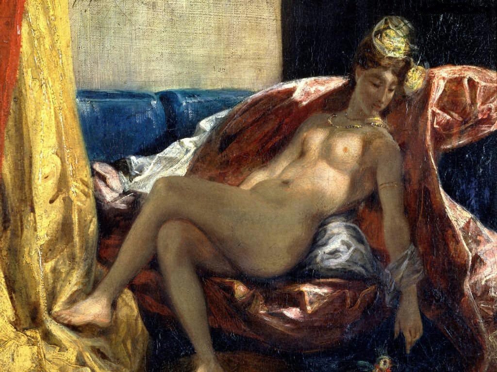 Kvinne med en papegøye av Ferdinand Victor Eugene Delacroix